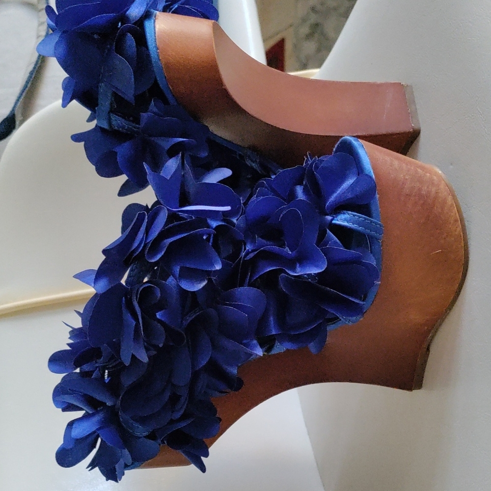 Zadie royal blue silk flowers shoes